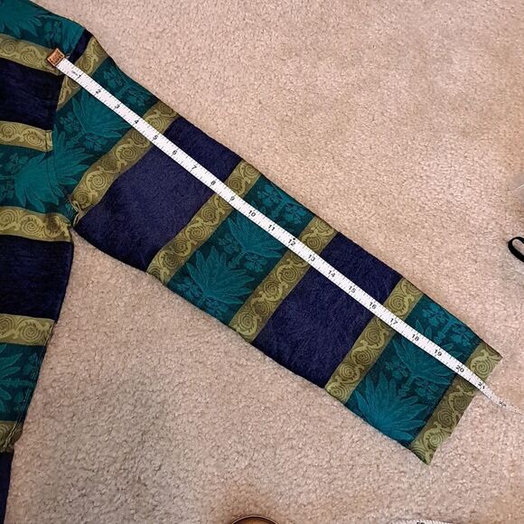 Chico’s Women’s Jacket Turquoise Purple Green Stripe Front Button Size 0 =XS 4/6 - Picture 11 of 11